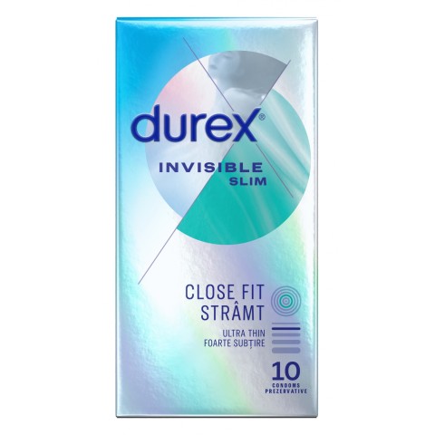 Durex, Prezervative Durex Invisible Slim Fit, 10 Buc, pasiune.ro