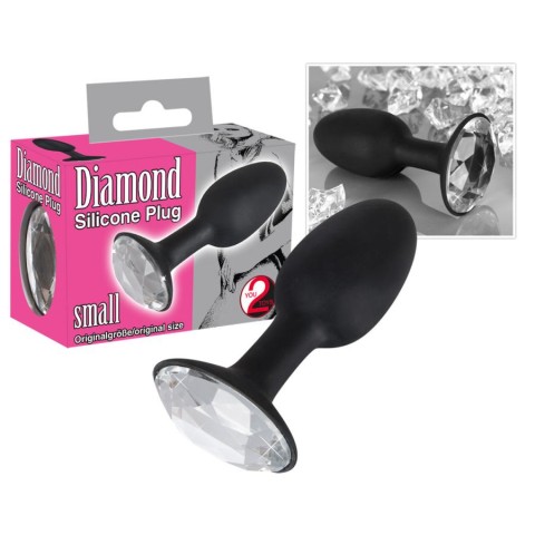 You2Toys, Dop Anal Cu Bijuterie Diamond S, Negru, 8.5 Cm, pasiune.ro