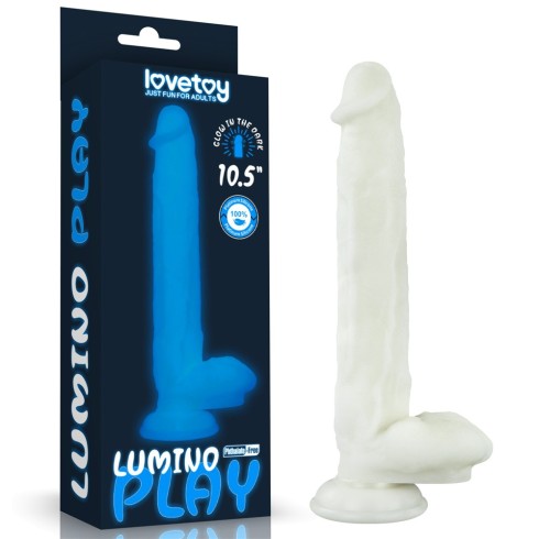 silicone, Dildo Fosforescent Lumino Play, Alb, 26 Cm, pasiune.ro