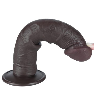 Dildo Realistic Sliding Skin Dual Layer Ii, Brun Inchis, 20 Cm