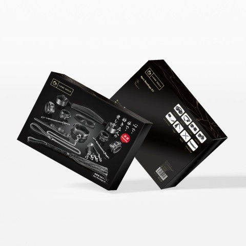 LIEBE SEELE, Set Accesorii Bondaj Bdsm Temptation, Negru, 8 Buc., pasiune.ro