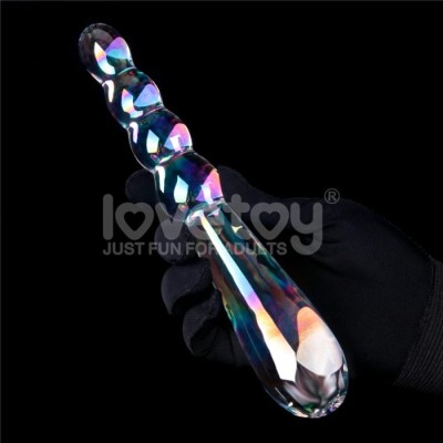 Dildo Sticla Twilight Gleam Glass Dildo- Rising Ripples, Transparent, 19 Cm