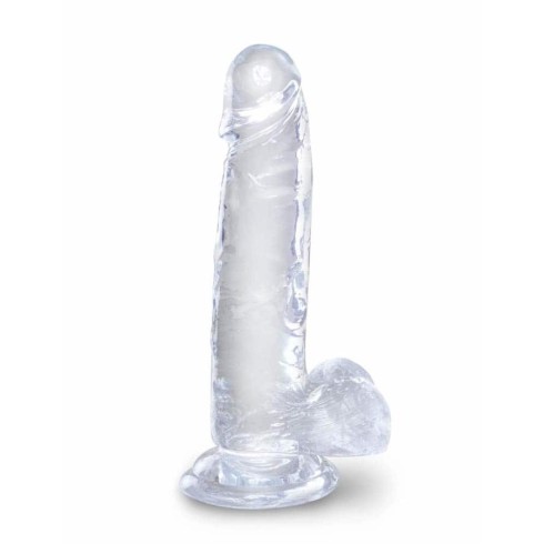 dildo, Dildo Realistic Cu Testicule King Cock, Transparent, 17.5 Cm, pasiune.ro