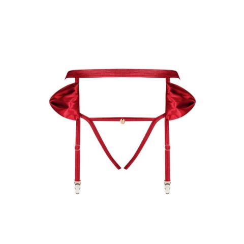 Set Portjartiera + Bikini, Portjartier Satin Si Chilotei Fantezie Rubinesa L/xl, S/m, pasiune.ro