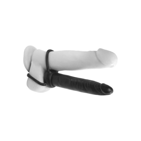 Dildouri Anale, Dildo Strap-on Double Trouble, Negru, 15 Cm, pasiune.ro