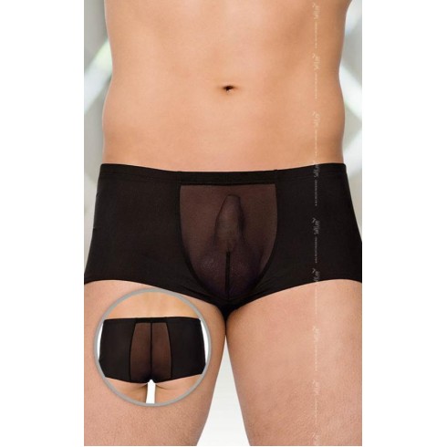 Boxeri Sexy Cu Insert Transparent, Negru, M/L