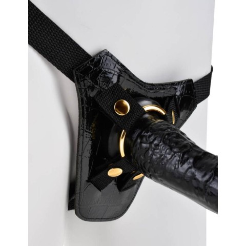 Pipedream - Fetish Fantasy Gold, Strap-on Designer Deluxe, Negru, 19 Cm, pasiune.ro