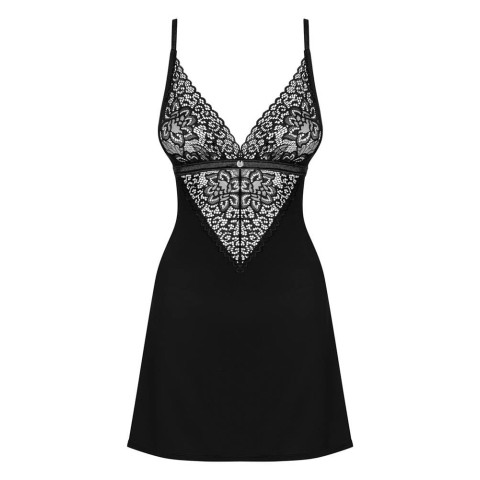 Baby doll, Set Babydoll Sexy Cu Dantela Si Chilotei String Cecilla, Negru, L/xl, pasiune.ro