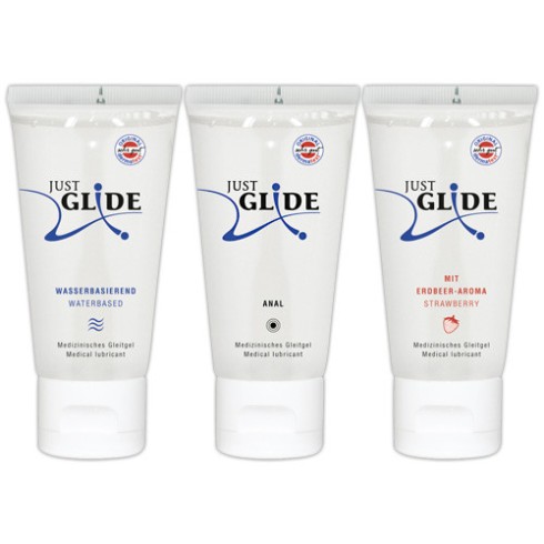 set, Set Lubrifianti Just Glide - Pe Baza De Apa + Anal + Aroma Capsune, 3 X 200 Ml, pasiune.ro
