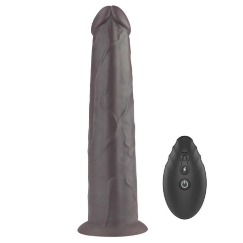 Vibrator Realistic Cu Rotatii Dual Layered Silicone Rotator, Brun, 20.5 Cm