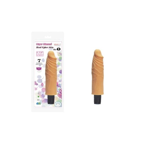 vibrator, Vibrator Clasic Super Diamond Real Cyber Skin No. 1, Natural, 18.5 Cm, pasiune.ro