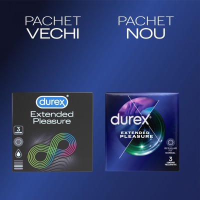 Pachet Durex Prezervative Extended Pleasure 3 Buc + Prezervative Feel Thin 3 Buc + Lubrifiant Durex Originals 50 Ml 