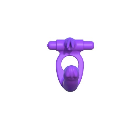 Dildouri Anale, Inel Penis Cu Dildo Anal Si Vibratii Double Penetrator Rabbit, Mov, 16.5 Cm, pasiune.ro