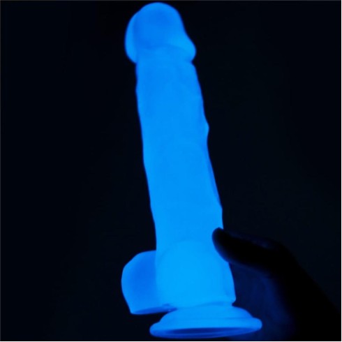 21, Dildo Clasic Fosforescent Lumino Play, Alb, 21.5 Cm, pasiune.ro