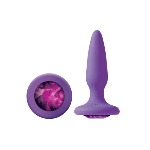 dop, Dop Anal Cu Bijuterie Glams Mini Purple Gem, 8.5 Cm, pasiune.ro