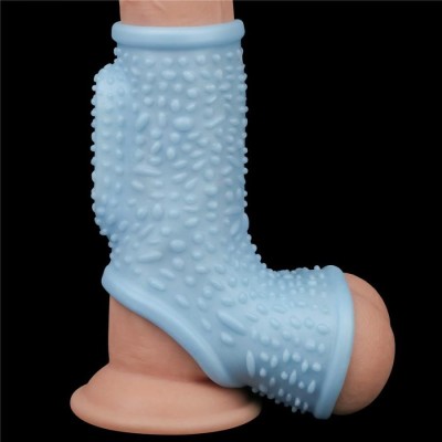 Inel / Manson Penis Cu Vibratii Drip Knights With Scrotum Sleeve, Albastru