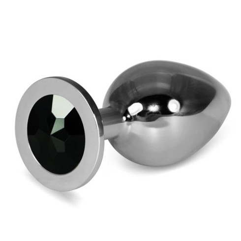 metal, Dop Anal Cu Bijuterie Rosebud Classic Metal Plug L, Argintiu + Negru, 10 Cm, pasiune.ro