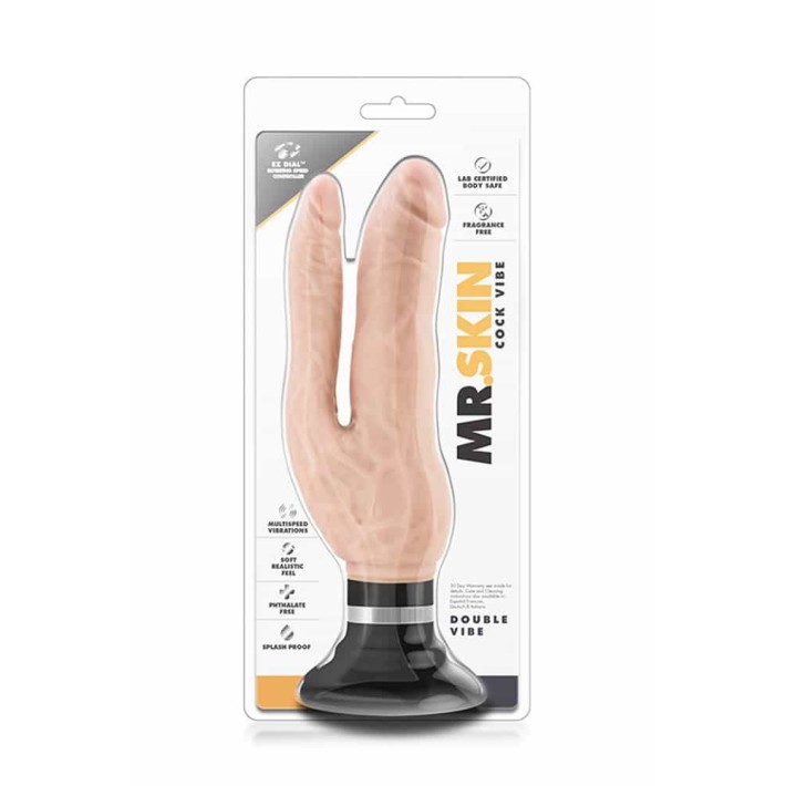 Vibrator 2-in-1 Dr. Skin Cock Vibes, Beige