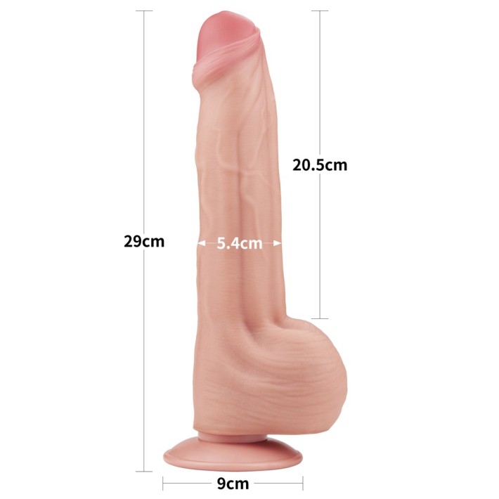 Dildo Ultra Realistic King Sized Sliding Skin Dual Layer Dong, Natural, 29 Cm