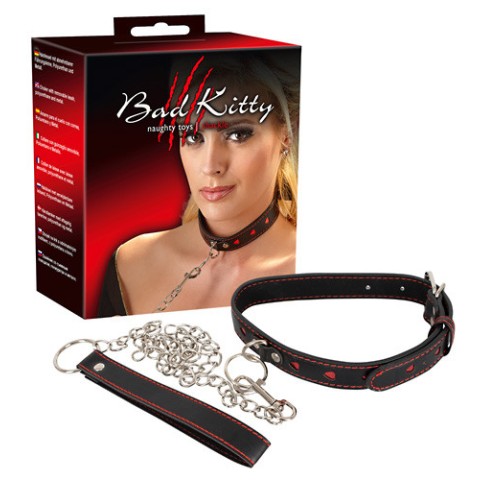 Accesorii sexuale, Set Lesa Si Zgarda Sexy, Negru + Rosu, pasiune.ro