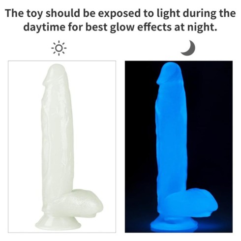 dildo, Dildo Clasic Fosforescent Lumino Play, Alb, 25 Cm, pasiune.ro