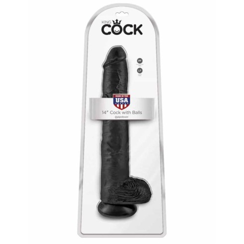 Dildo Clasic Cu Ventuza King Cock, Negru, 35.5 Cm