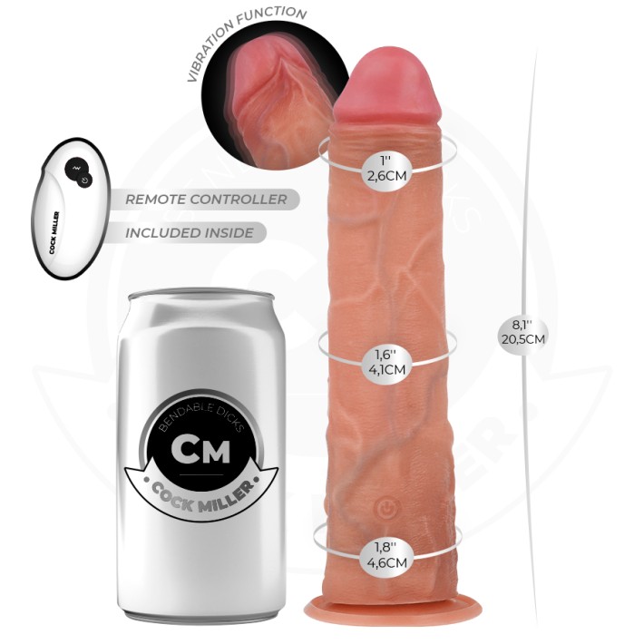 Vibrator Realist Cock Miller Cu Ventuza Si Telecomanda, 20.5 Cm 3