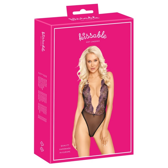 Body Kisaable Cu Broderie Florala Negru 3