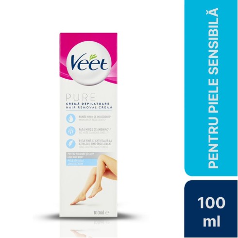 Crema Depilatoare Veet Aloe Vera si Vitamina E pentru Piele Sensibila, 100 ml