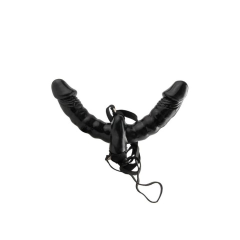 Pipedream - Fetish Fantasy Series, Strap-on Cu Vibratii Double Delight, Negru, pasiune.ro