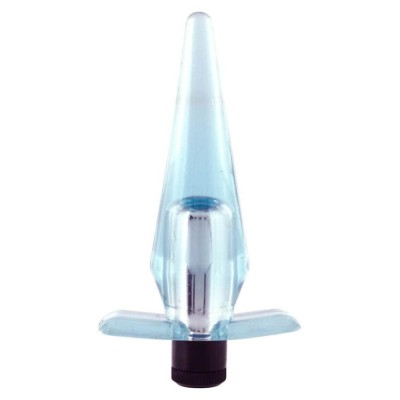 Dop Anal Cu Vibratii Slimline Blue Lover, Transparent, 9 Cm