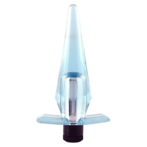 Vibratoare Anale, Dop Anal Cu Vibratii Slimline Blue Lover, Transparent, 9 Cm, pasiune.ro