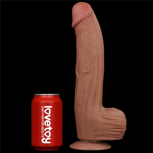 sliding, Dildo Ultra Realistic King Sized Sliding Skin Dual Layer Dong, Brun, 30 Cm, pasiune.ro