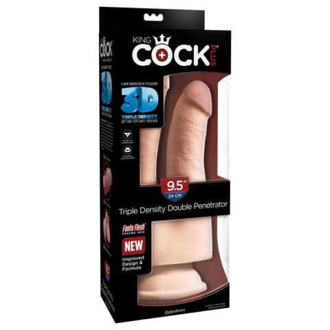 Dildouri Duble, Dildo Dublu King Cock Plus Triple Density, 24 Cm, pasiune.ro