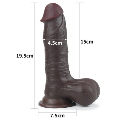 Dildo Ultra-realistic Dublu-stratificat Sliding Skin, Brun, 19.8 Cm