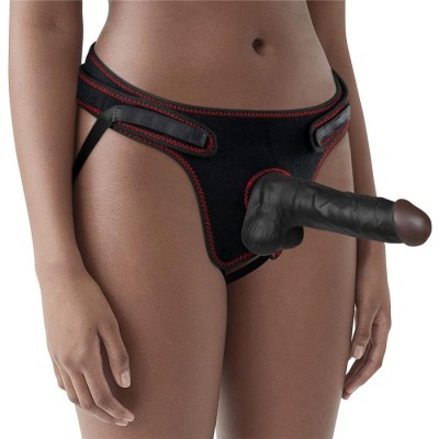 Set Ham Strap-on Si Dildo Easy Strapon, Negru, 20 Cm