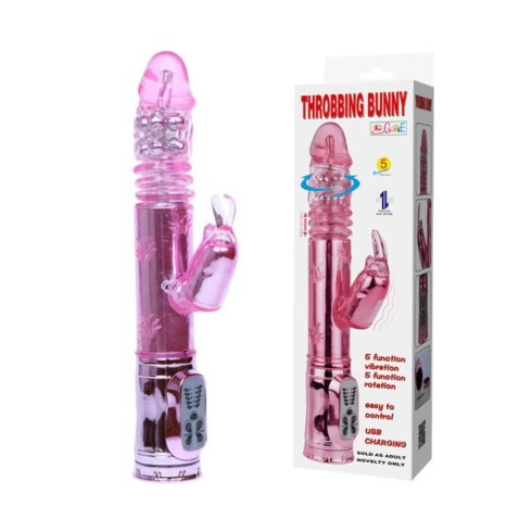vibrator, Vibrator Throbbing Bunny, Roz, 13 Cm, pasiune.ro