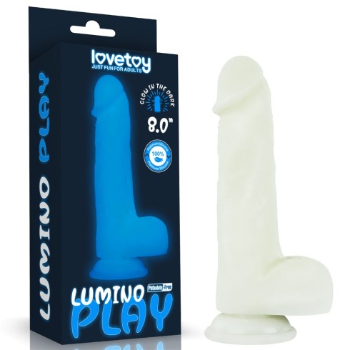 silicone, Dildo Fantezie Fosforescent Lumino Play, Alb, 20 Cm, pasiune.ro
