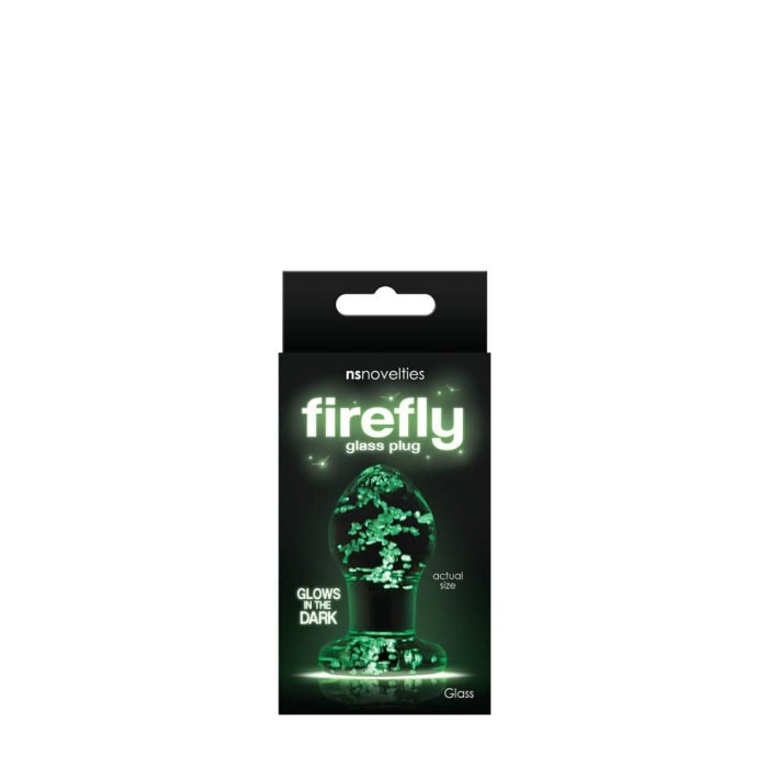 Dop Anal Fosforescent Firefly Glass Small - Transparent, 6 Cm