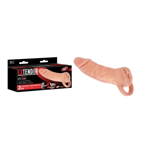 Manson Pentru Penis + Masturbator Vagin Extendor, Natural, 18.5 cm