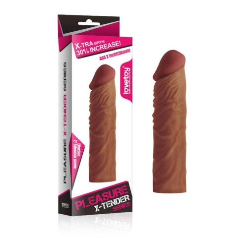 Mansoane penis, Extensie/manson Penis Pleasure X-tender, Brun, +5 Cm, pasiune.ro
