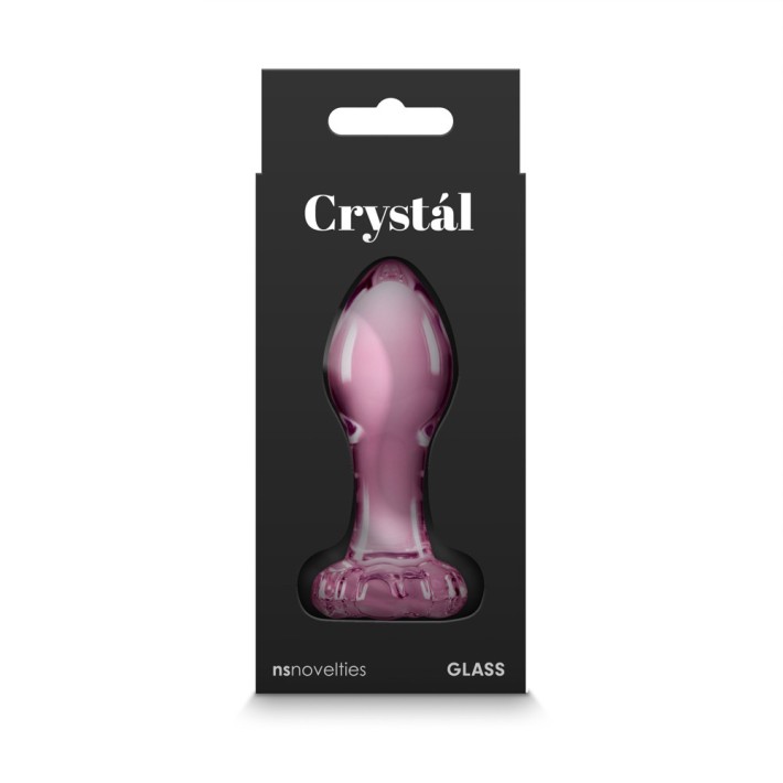 Dop Anal Din Sticla Crystal Flower, Roz, 9 Cm