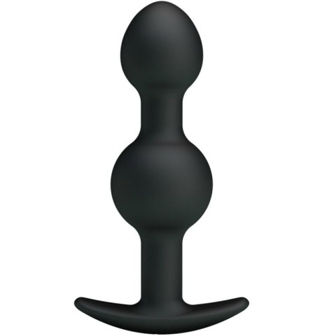 Pretty Love, Dop Anal Heavy Balls Silicone Butt Plug 2, Negru, 10 Cm, pasiune.ro