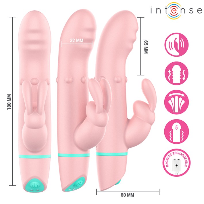 Vibrator Rabbit Alvin Cu Rotatii Si Oscitatii Baby Pink 5