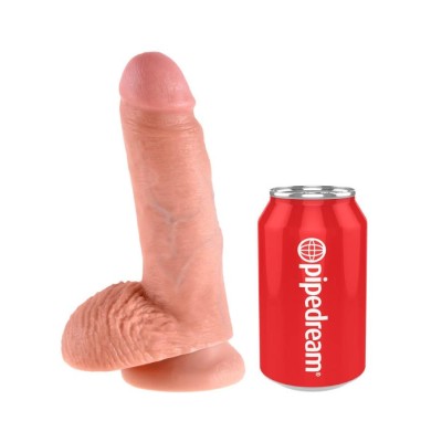 Dildo Realistic Cu Testicule King Cock, Natural, 17.8 Cm