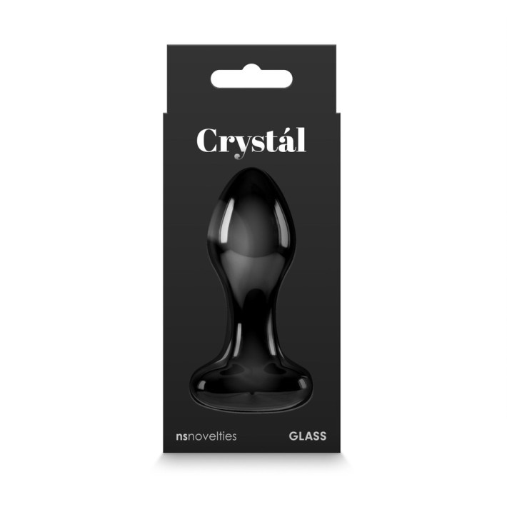 Dop Anal Din Sticla Crystal Heart, Negru, 9 Cm