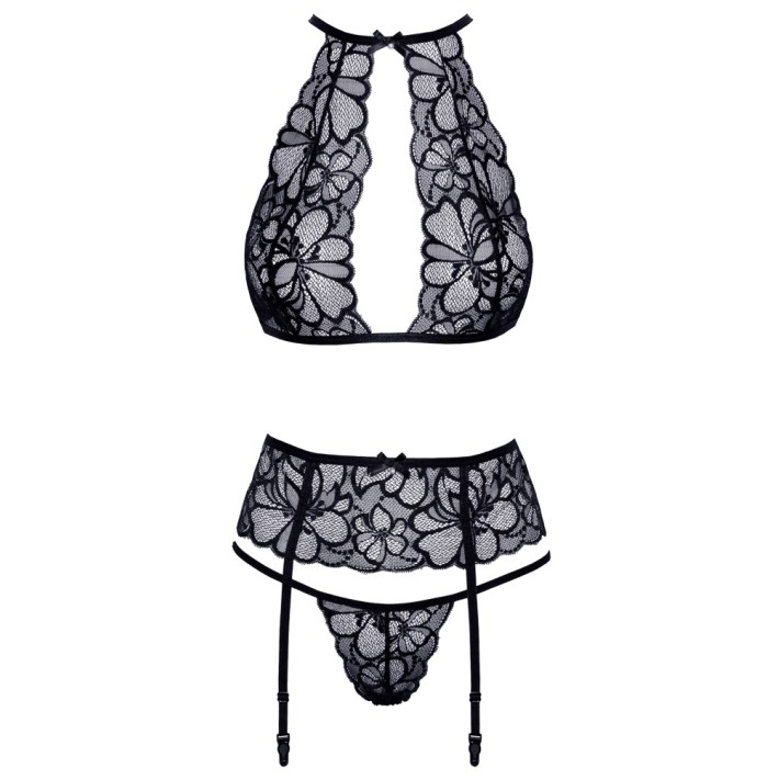 Set 3 Piese Lenjerie Kissable Cu Broderie Negru 3