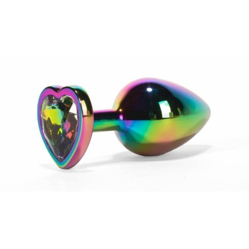 metal, Dop Anal Cu Bijuterie Secret Shine Metal Rainbowheart M, Multicolor, 8 Cm, pasiune.ro