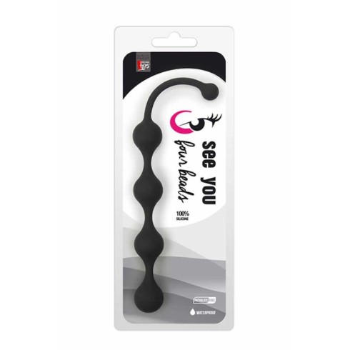 anal, Bile Anale Four Beads, Negru, pasiune.ro