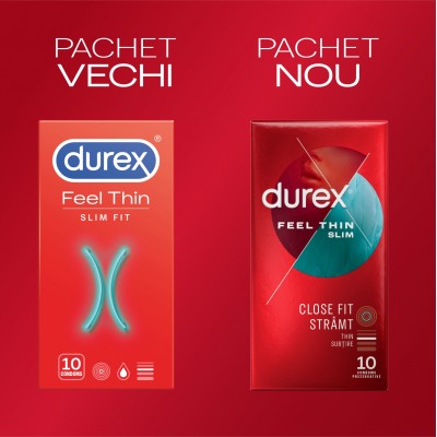 Pachet Durex Prezervative Slim Fit 10 Bucati + Lubrifiant Originals 50 Ml 